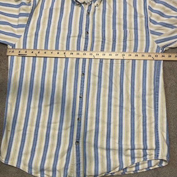 Vintage LL Bean Shirt Mens Large Tall Blue Yellow Button Up Shirt Cotton Outdoor - Picture 4 of 9